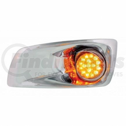 United Pacific 42718 Bumper Guide Light - Bumper Light Bezel, LH, with Amber LED Hi/Lo Clear Style Reflector Light & Visor, for KW T660, Amber Lens