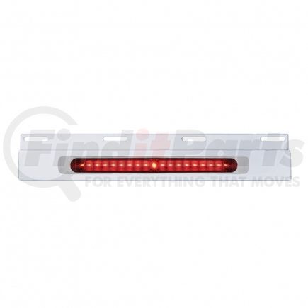 UNITED PACIFIC 36714 Mud Flap Hanger - Mud Flap Plate, Top, Stainless, with 19 LED 17" Light Bar & Bezel, Red LED/Red Lens