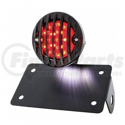 United Pacific 86853 Tail Light - Motorcycle LED, "Bobber" Style, Horizontal, with Black Grille Bezel, Smoke Lens