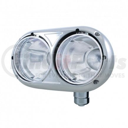 United Pacific 32189 Headlight Housing - RH, Stainless, Dual, with Inner Lamp Bucket, for Peterbilt 359