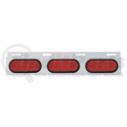 United Pacific 63712 Mud Flap Hanger - Mud Flap Plate, Top, Stainless, with Three 12 LED Lights & Grommet, Red LED/Red Lens