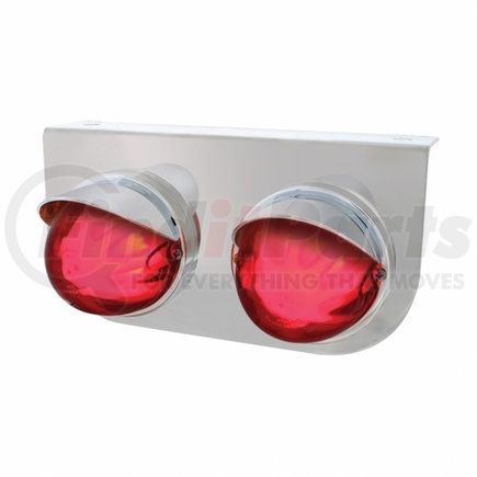 United Pacific 34421 Marker Light - "Glo" Light, LED, with Bracket, with Visor, Dual Function, Two 9 LED Lights, Red Lens/Red LED, Stainless Steel, 3 in. Lens, Watermelon Design