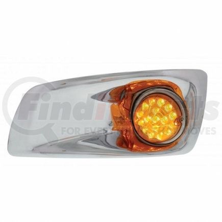 UNITED PACIFIC 42702 Bumper Guide Light - Bumper Light Bezel, LH, with 17 Amber LED Clear Style Reflector Light, for 2007-2017 KW T660, Amber Lens