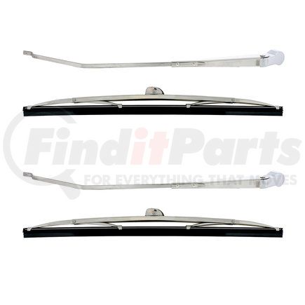 United Pacific 110299 Windshield Wiper Arm - Polished, Stainless Steel, with Blade Kit, for 1966-1977 Ford Bronco