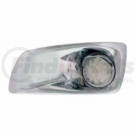 UNITED PACIFIC 42717 Bumper Guide Light - Bumper Light Bezel, LH, with Amber LED Hi/Lo Watermelon Light & Visor, for KW T660, Clear Lens