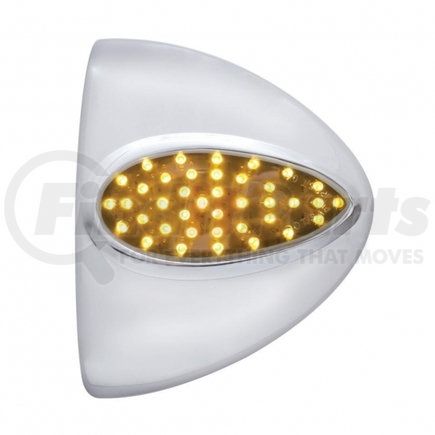 United Pacific 39896 Headlight Cover - Headlight Turn Signal Light Cover, 39 LED, Teardrop, Amber LED/Chrome Lens