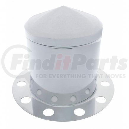 United Pacific 10226 Axle Hub Cover - Rear, Chrome, Pointed, with 33mm Nut Cover, Steel/Aluminum Wheel