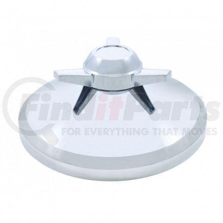 UNITED PACIFIC 10271B Axle Hub Cover - Axle Cover Hub Cap, Rear, Chrome, with 3 Bar Spinner