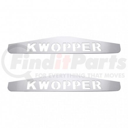 United Pacific 10435P Mud Flap Hanger - Card of 2, Mud Flap Plate, Bottom, 4" x 24", Chrome, Kwopper, Welded Stud