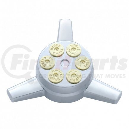 UNITED PACIFIC 10710 - axle hub cap - chrome plastic gun cylinder hub cap spinner only | chrome plastic gun cylinder hub cap spinner only