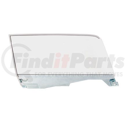 UNITED PACIFIC 110608 Door Glass - R/H, Assembly, 16 ga. Stamped Channel, Clear Non-Tinted Glass, Rubber Seal
