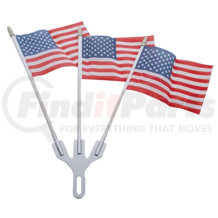 United Pacific 110863 Safety Flag Bracket - Stainless Steel, with 3 U.S.A. Flags