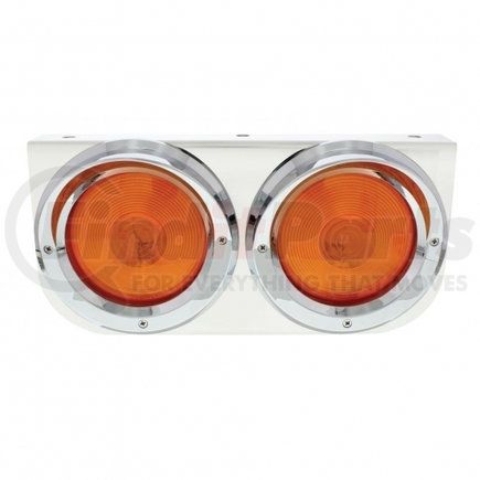 UNITED PACIFIC 20390 Turn Signal Light - Stainless Light Bracket, with Two 4" Lights & Visors, Amber Lens