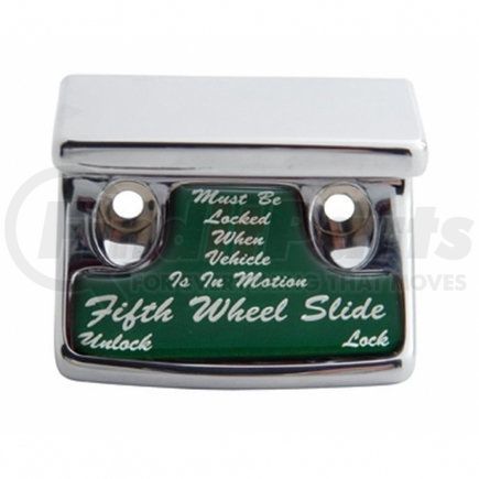 UNITED PACIFIC 21021 - dash switch cover - "fifth wheel" switch guard - green sticker | chrme plstc 5th wheel swtch grd, glossy stckr for 90-10 fl classic- green stckr