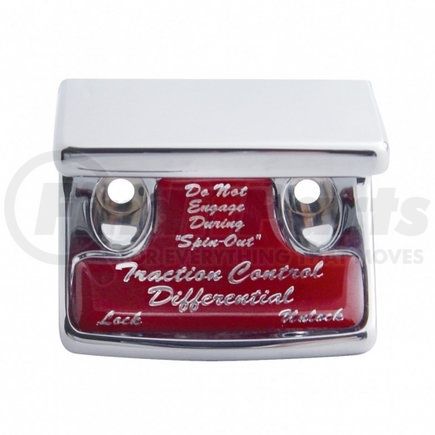 UNITED PACIFIC 21048 - dash switch cover - "traction control differential" switch guard with red sticker for freightliner and international | "traction control differential" switch guard with red sticker