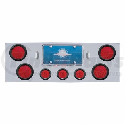 United Pacific 21435 Tail Light Panel - Chrome, Rear Center, with Four 4" Lights & Three 2.5" Lights & Grommets