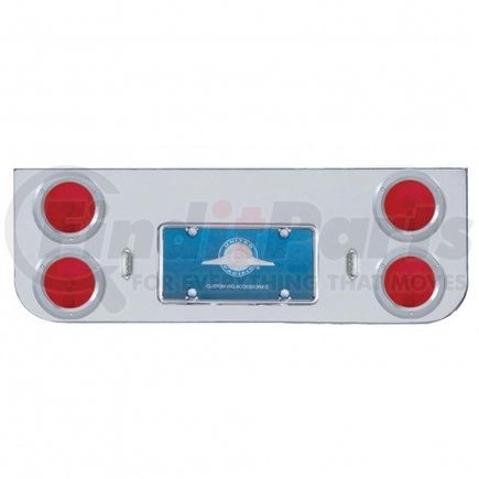 United Pacific 21437 Tail Light Panel - Chrome, Rear Center, with Four 4" Lights & Bezels