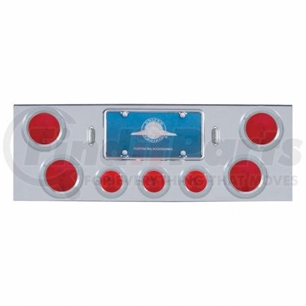 United Pacific 21614 Tail Light Panel - Chrome, Rear Center, with Four 4" Lights & Three 2.5" Lights & Bezels