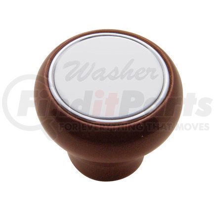 United Pacific 23379 Dash Knob - "Washer" Wood Deluxe, Stainless Plaque