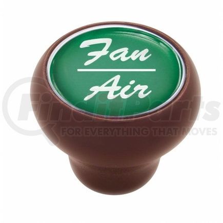 United Pacific 23538 Dash Knob - "Fan/Air" Wood Deluxe, Green Glossy Sticker