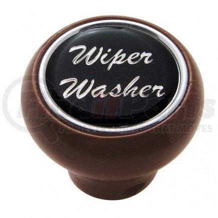 United Pacific 23560 Dash Knob - "Wiper/Washer" Wood Deluxe, Black Glossy Sticker