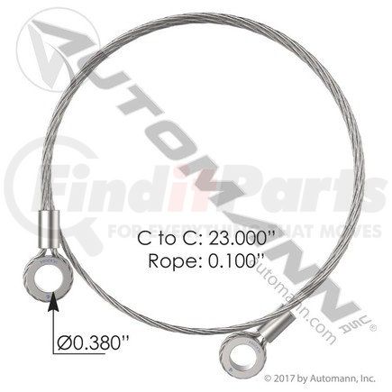 Automann HLK2064 Hood Restraint Cable, 23.000” Length, fits Peterbilt 379 Model