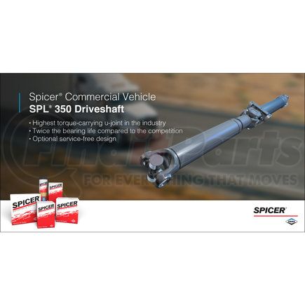 Dana 350DS55001-1370M SPL350 Series Drive Shaft - Steel, 53.93 in. Tube Length, 4.33 in. Max Slip