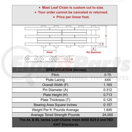 The Universal Group BL644 Leaf Chain - Mast Type