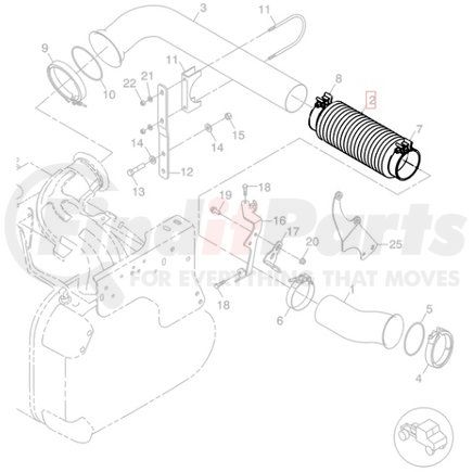 Freightliner 04-27252-000 Exhaust Pipe Bellow - Stainless Steel, 4" Length, 5.13" Diameter