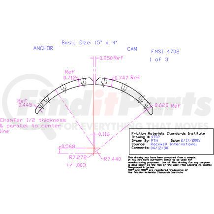 Abex EXP4702D-S43 Abex Friction EXP4702D-S43 Drum Brake Shoe Lining
