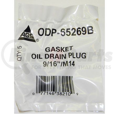 AGS Company ODP-65269B Accufit Oil Drain Plug Gasket Metal/Rubber 9/16in/M14, 5 per Bag