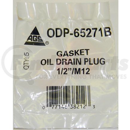 AGS Company ODP-65271B Accufit Oil Drain Plug Gasket Copper 1/2in/M12, 5 per Bag