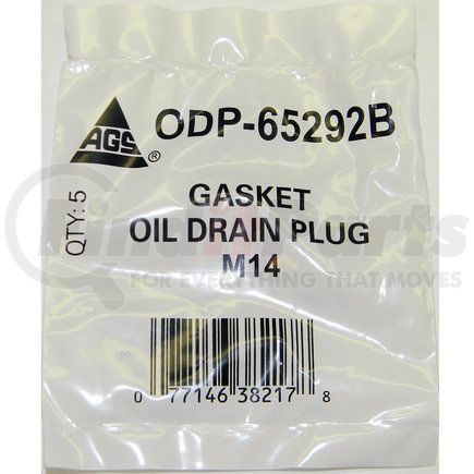 AGS Company ODP-65292B Accufit Oil Drain Plug Gasket Aluminum M14, 5 per Bag