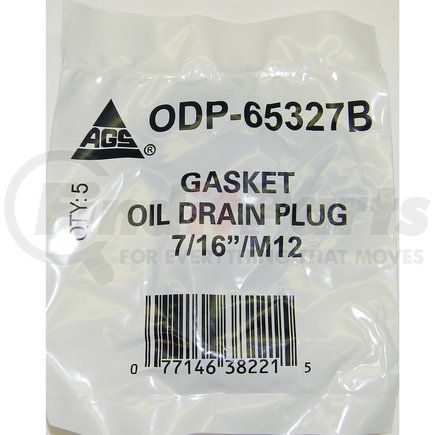 AGS Company ODP-65327B Accufit Oil Drain Plug Gasket Rubber 7/16in/M12, 5 per Bag