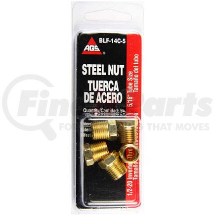 AGS Company BLF-14C-5 Steel Tube Nut, 5/16 (1/2-20 Inverted), 5/card