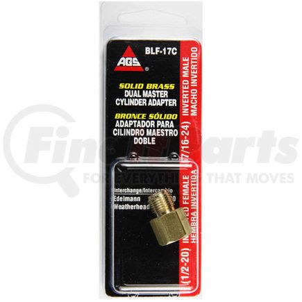 AGS Company BLF-17C Brass Adapter, Female(1/2-20 Inverted), Male(7/16-24 Inverted), 1/card