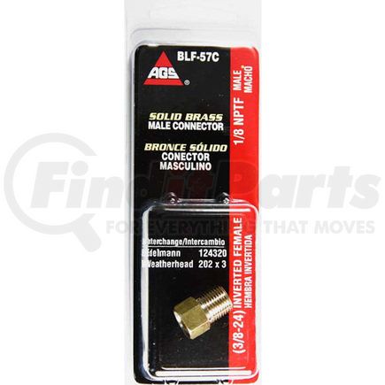 AGS Company BLF-57C Brass Connector, Female(3/8-24 Inverted), Male(1/8-27 NPTF), 1/card