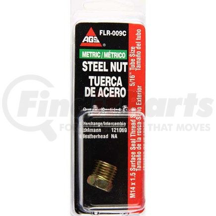 AGS Company FLR-009C Steel Tube Nut, 5/16 (M14x1.5 Surface Seal), 1/card
