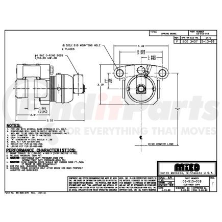 MICO 03-515-018 Spring Brake Caliper - Hydraulic Oil