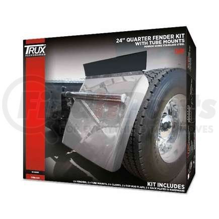 TRUX TFEN-Q17 Quarter Fender - 24", Stainless Steel, Tube Mounts, 18 Ga.