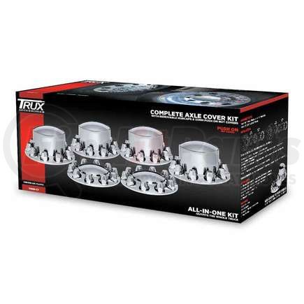 TRUX THUB-C7 Wheel Accessories - Hub Cover Kit, Front & Rear, Chrome, Plastic, with Push-On Nut Covers