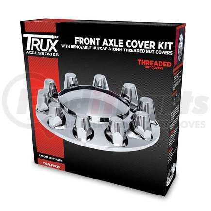 TRUX THUBFRP33 Wheel Hub Cover - Front, Chrome, Plastic, with 33mm Threaded Nut Covers