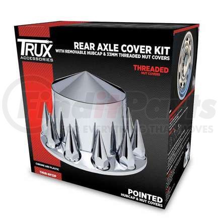 TRUX THUB-RP33P Wheel Accessories - Hub Cover, Rear, Pointed Chrome, Plastic, with 33mm Threaded Nut Covers