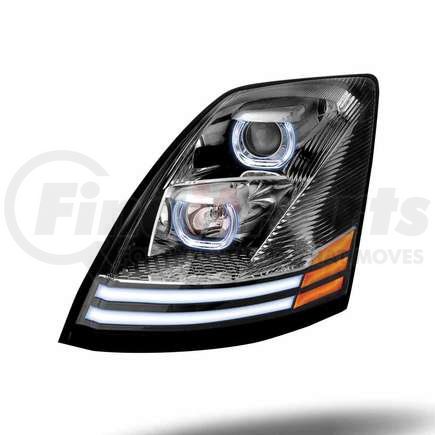 TRUX TLED-H45 Incandescent Headlight, Assembly, LH, with LED, Runnig Light/Turn Signal, Chrome, for Volvo VNL