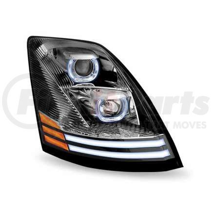 TRUX TLED-H46 Incandescent Headlight, Assembly, RH, with LED, Runnig Light/Turn Signal, Chrome, for Volvo VNL