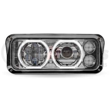 TRUX TLED-H120 LED Projector Headlight Assembly, LH, Rectangular Halo, Chrome