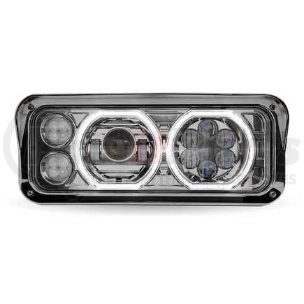 TRUX TLED-H121 LED Projector Headlight Assembly, RH, Rectangular Halo, Chrome