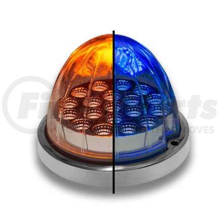 TRUX TLED-WXAB Watermelon LED Light, Dual Revolution, Amber/Blue, with Reflector Cup & Lock Ring (19 Diodes)