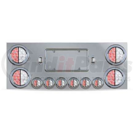 TRUX TU-9001L3. Center Panel, Rear, Stainless Steel, with 4 x 4", 6 x 2" Dual Revolution & 2 License Light LEDs