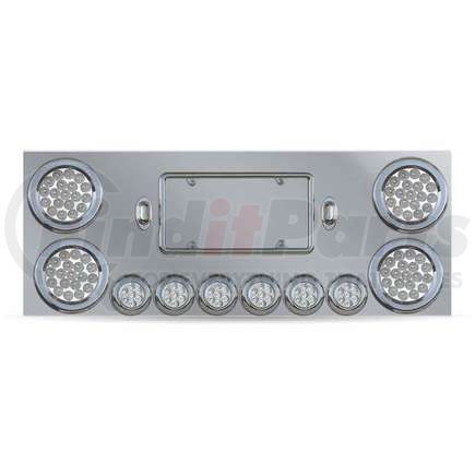 TRUX TU-9001L5 Center Panel, Rear, Stainless Steel, with 4 x 4", 6 x 2" Dual Revolution (Red/Purple) & 2 Purple License Light LEDs